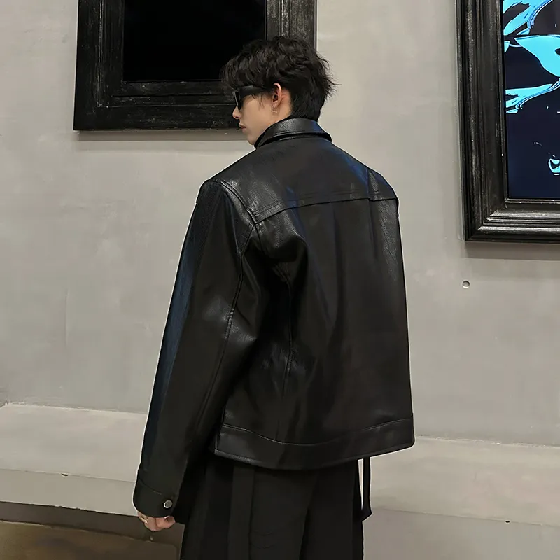 FASTFISH Leather Jacket Unisex Black-2