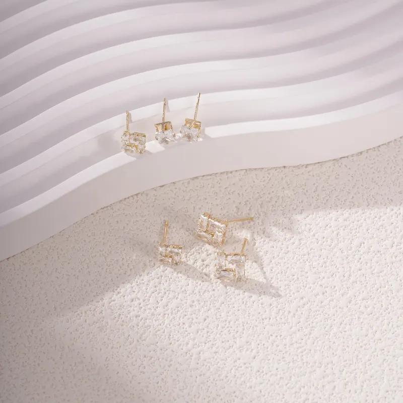 YDE S925 Sterling Silver Stud Synthetic Zirconia Alloy Stud Earrings Women's-2