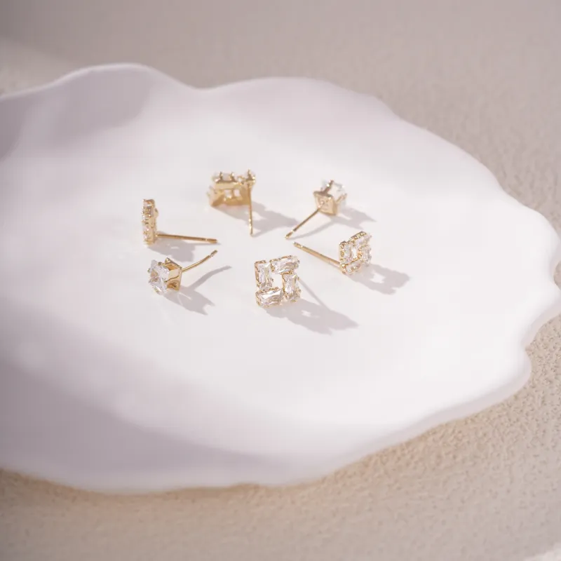 YDE S925 Sterling Silver Stud Synthetic Zirconia Alloy Stud Earrings Women's-3