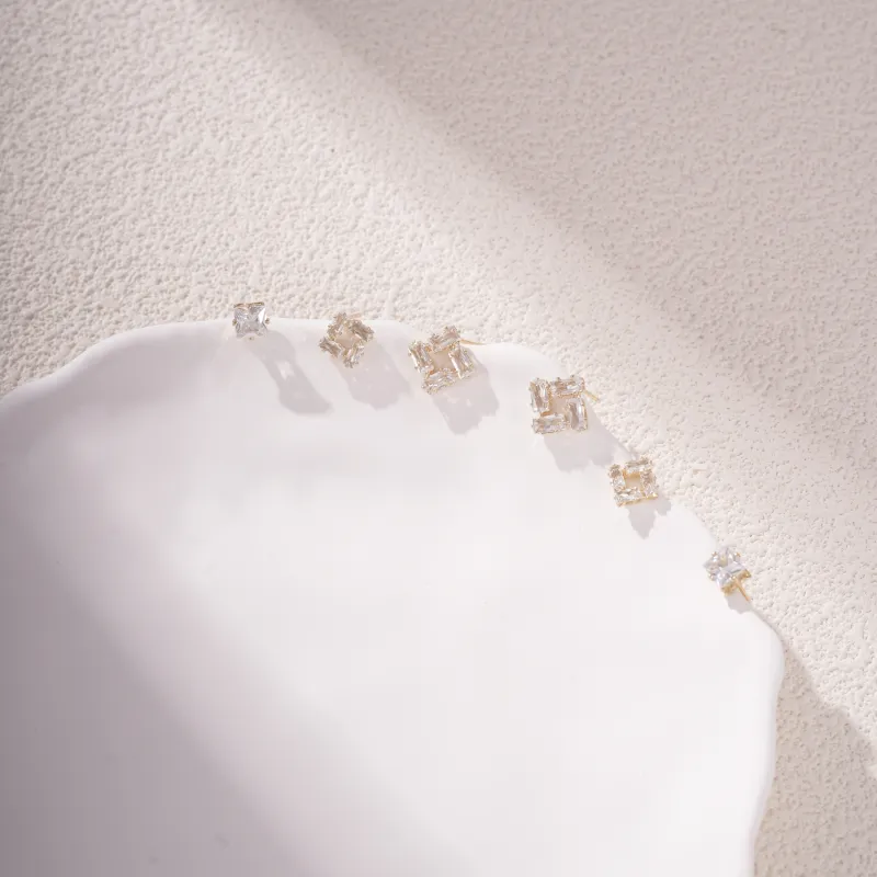 YDE S925 Sterling Silver Stud Synthetic Zirconia Alloy Stud Earrings Women's-1