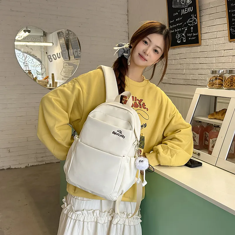 DCLOUD Nylon Backpack Unisex White/Black/Blue/Pink/Yellow/Khaki-5