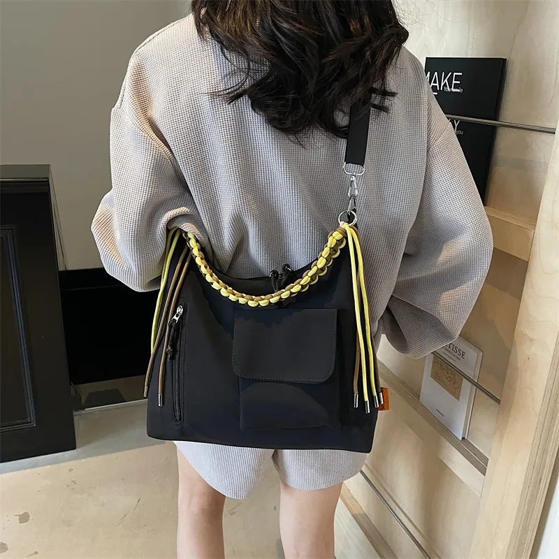 DCLOUD Canvas Tote Canvas Bag, Shoulder Bag Regular Women's Ecru/Black-11