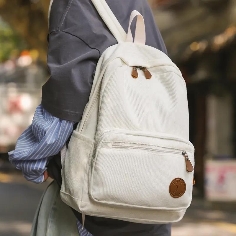 DCLOUD Corduroy Backpack Unisex White/Black/Green/Gray/Khaki-1