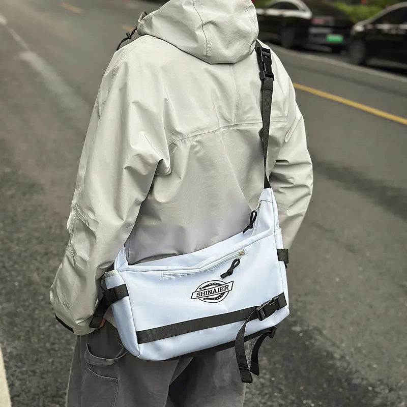 DCLOUD Nylon Messenger Bag, Crossbody Bag Unisex White/Black/Blue/Khaki/Red-17