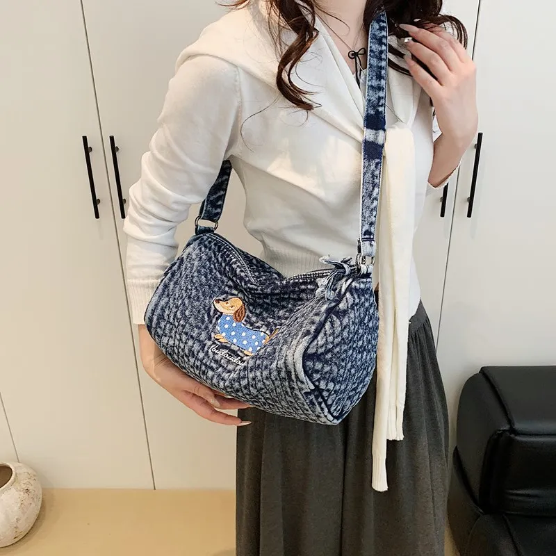 DCLOUD Denim Crossbody Bag Women's Black/Blue-12