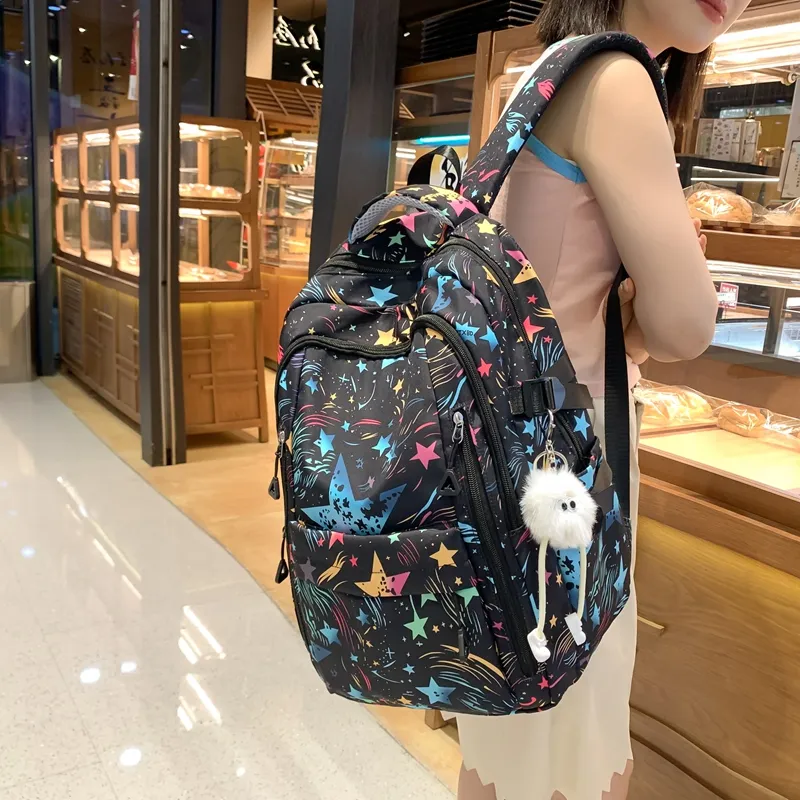 DCLOUD Nylon Backpack Regular Women's White/Black/Pink/Purple-5