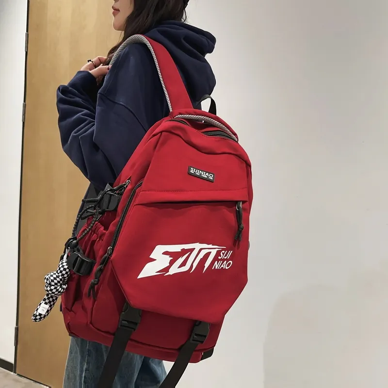 DCLOUD Nylon Backpack Unisex Black/Red/Gray/White/Blue-4