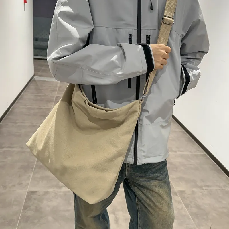 DCLOUD Canvas Backpack Crossbody Bag Regular Unisex Khaki/Black/Gray/Brown/Green-3