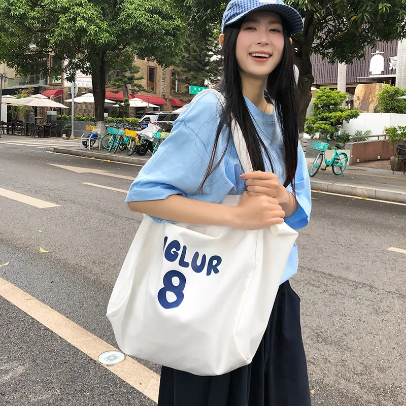 DCLOUD Canvas Tote Bag, Shopping Bag, Canvas Bag, Shoulder Bag Unisex Multicolor-3