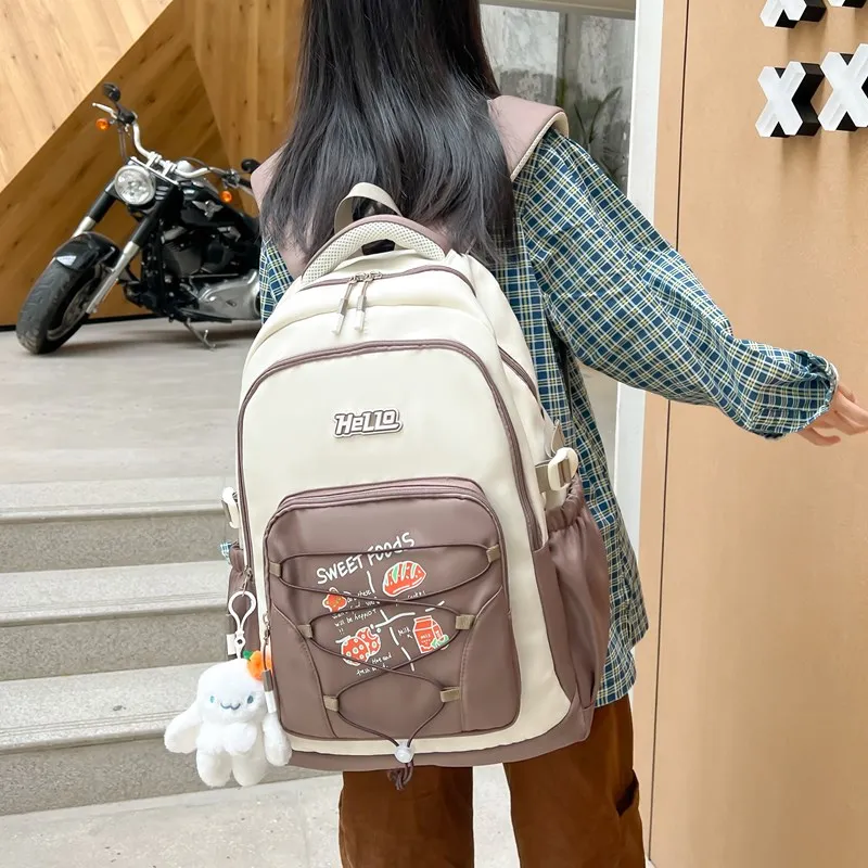 DCLOUD Composite Cloth Backpack Unisex Red/Coffee/Gray/Black/Blue-7