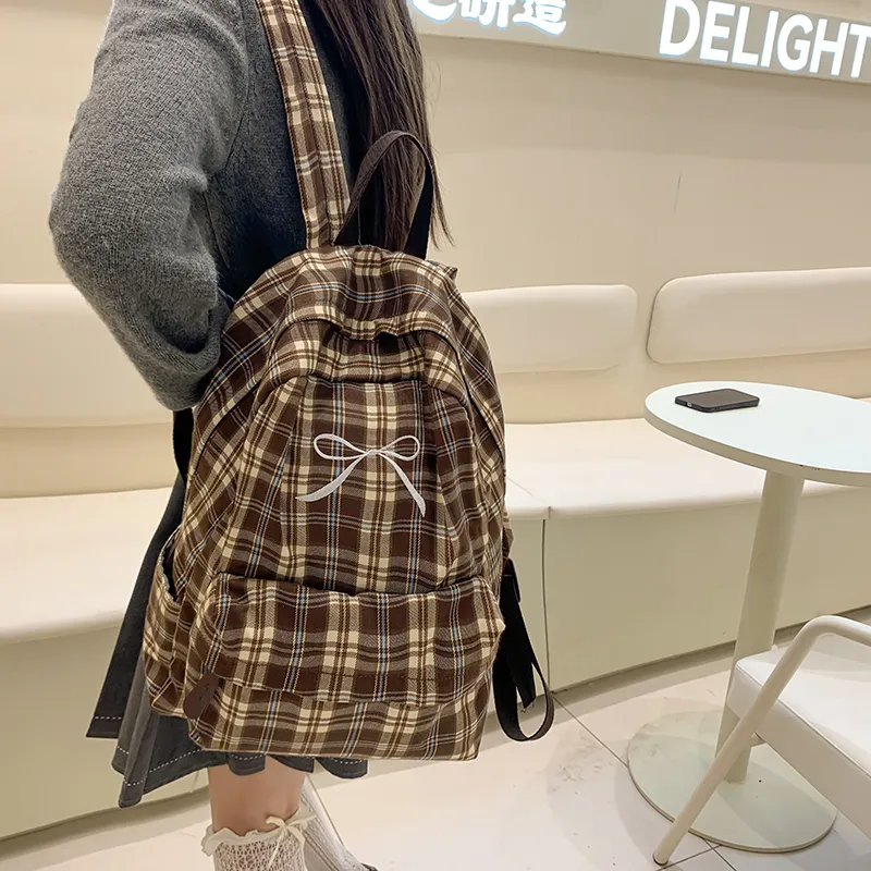 DCLOUD Nylon Backpack Regular Unisex Bowknot Dog/Blue Shirt Dog/Bowknot Style/Small Logo Style-6