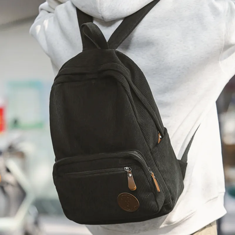 DCLOUD Corduroy Backpack Unisex White/Black/Green/Gray/Khaki-7