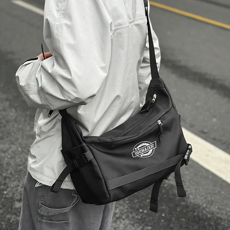 DCLOUD Nylon Messenger Bag, Crossbody Bag Unisex White/Black/Blue/Khaki/Red-10