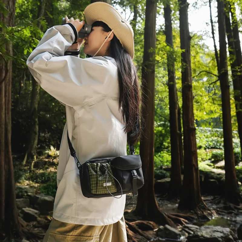 DCLOUD Nylon Backpack Crossbody Bag Regular Unisex Pure Black/Black & Green/Black & Gray-12