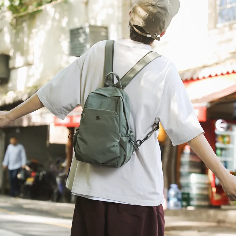 DCLOUD Nylon Fabric Backpack Mini Unisex Khaki/Green/Gray/Black-13