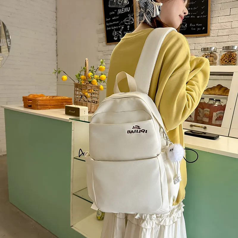 DCLOUD Nylon Backpack Unisex White/Black/Blue/Pink/Yellow/Khaki-4