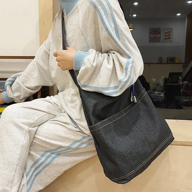 DCLOUD Denim Shoulder Bag Women's Blue/Black-4