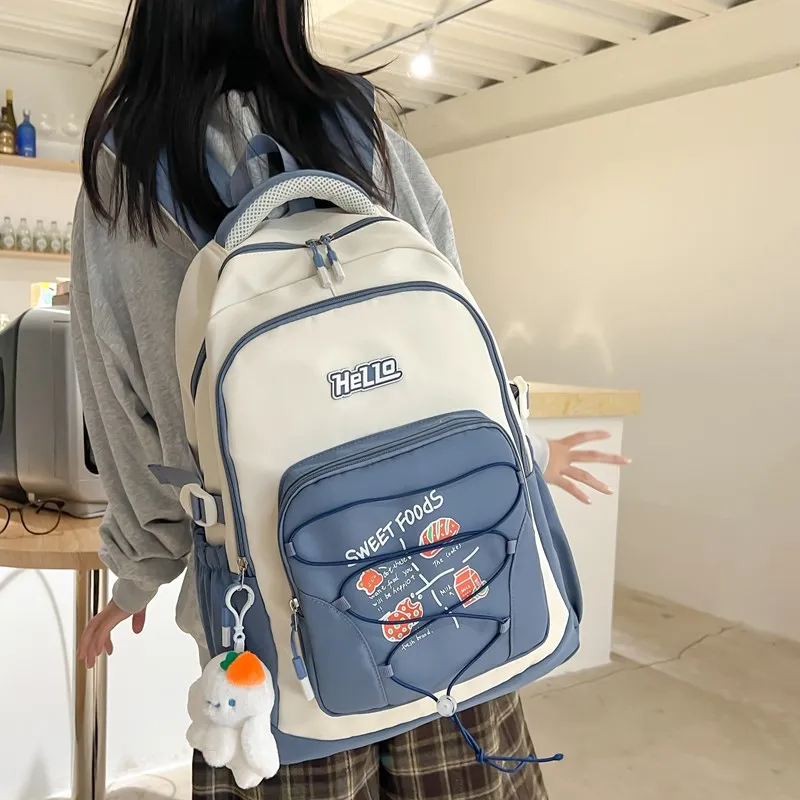 DCLOUD Composite Cloth Backpack Unisex Red/Coffee/Gray/Black/Blue-19