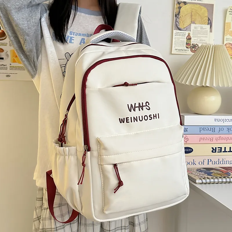 DCLOUD Nylon Backpack Regular Women's White & Red/Blue/Red/Black-3
