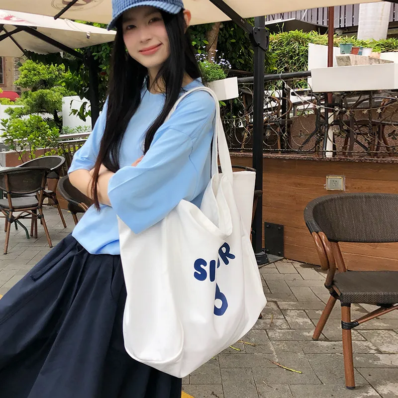 DCLOUD Canvas Tote Bag, Shopping Bag, Canvas Bag, Shoulder Bag Unisex Multicolor-4