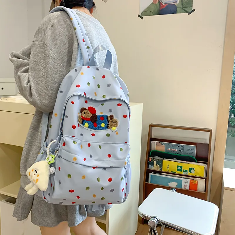 DCLOUD Nylon Backpack Women's Blue/White/Yellow-1