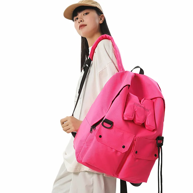 DCLOUD Nylon Backpack Regular Unisex Neon Green/Black/Neon Pink-18