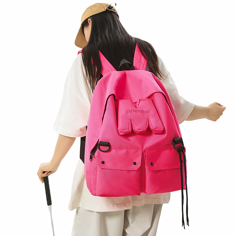 DCLOUD Nylon Backpack Regular Unisex Neon Green/Black/Neon Pink-19