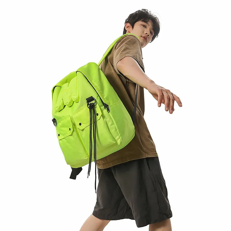 DCLOUD Nylon Backpack Regular Unisex Neon Green/Black/Neon Pink-5
