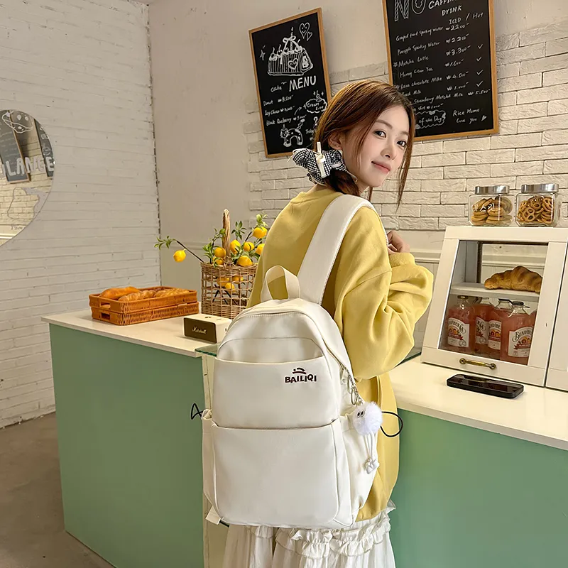 DCLOUD Nylon Backpack Unisex White/Black/Blue/Pink/Yellow/Khaki-1