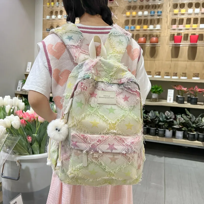 DCLOUD Canvas Backpack Regular Women's Multicolor-2