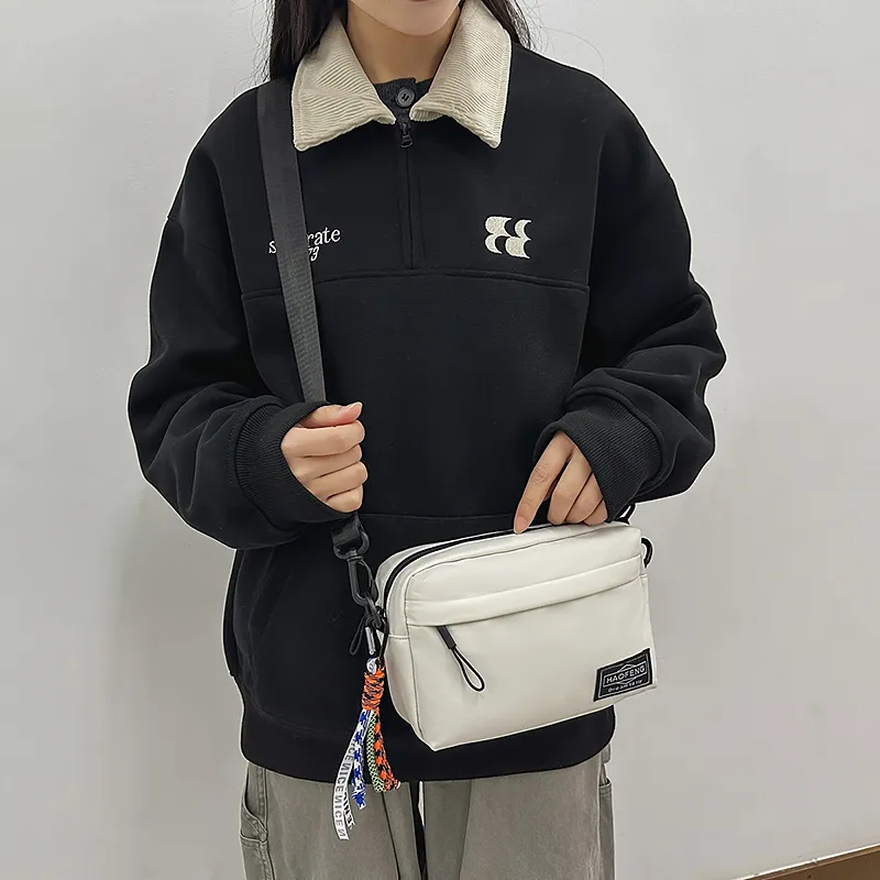 DCLOUD Nylon Backpack, Shoulder Bag, Crossbody Bag Regular Unisex White/Black/Yellow/Orange/Red-4