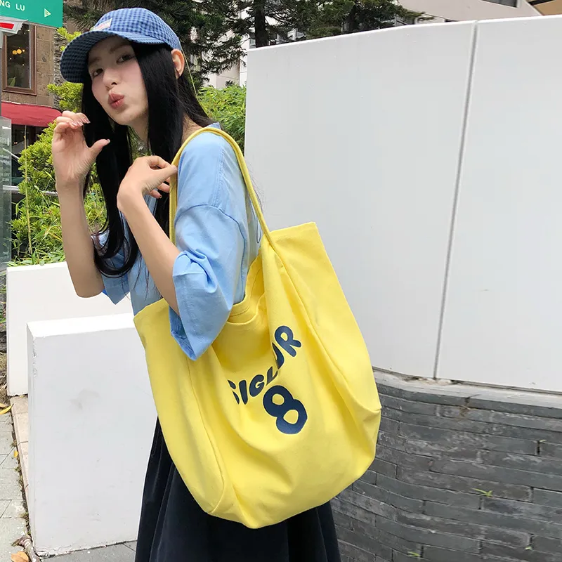 DCLOUD Canvas Tote Bag, Shopping Bag, Canvas Bag, Shoulder Bag Unisex Multicolor-14