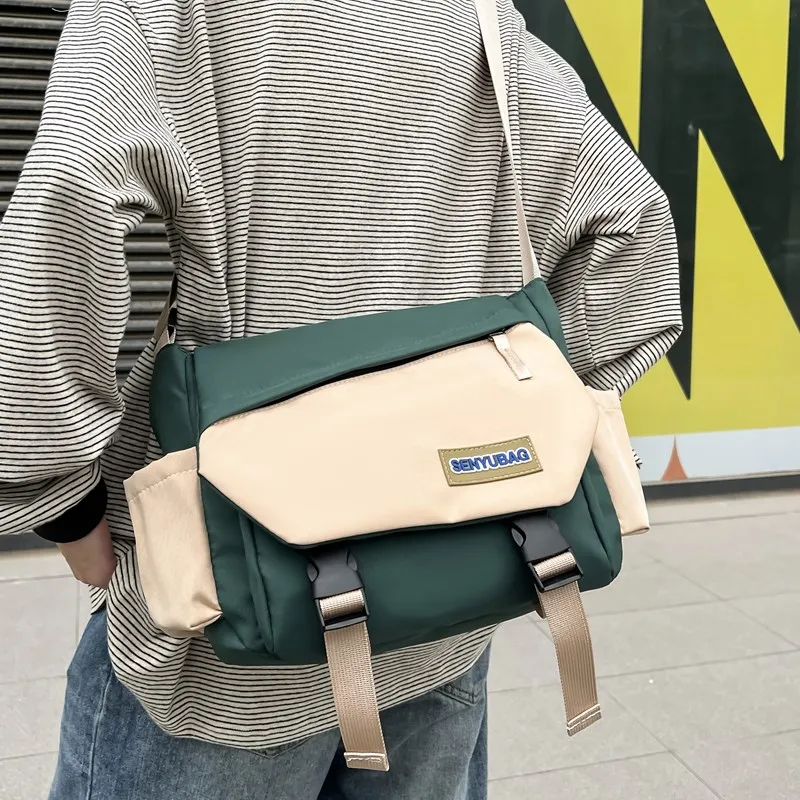 DCLOUD Composite Cloth Backpack Shoulder Bag Crossbody Bag Unisex Ecru Khaki/Green Khaki/Red Khaki/Black-5