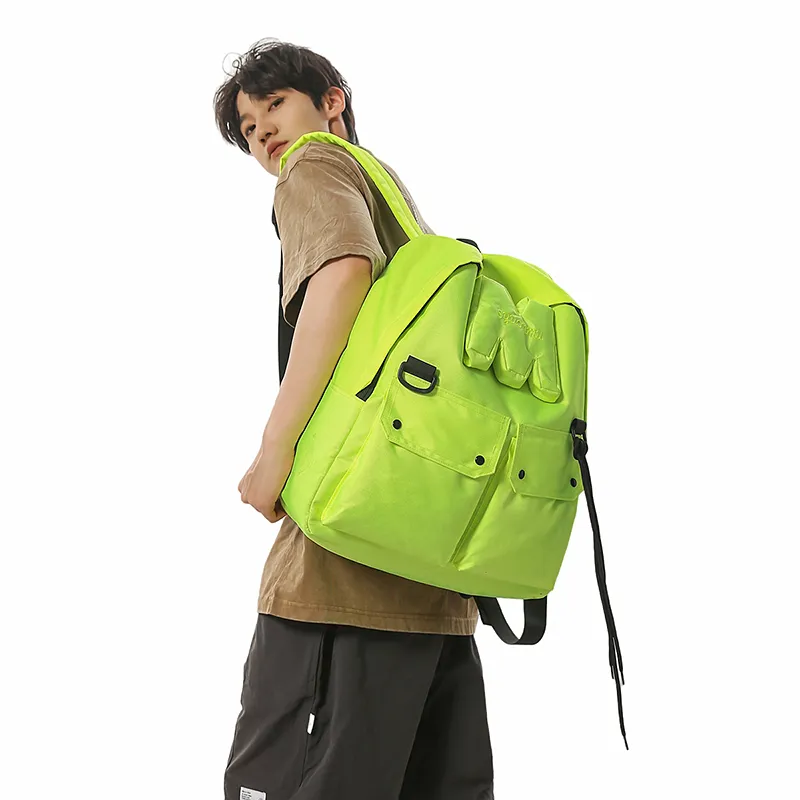 DCLOUD Nylon Backpack Regular Unisex Neon Green/Black/Neon Pink-2