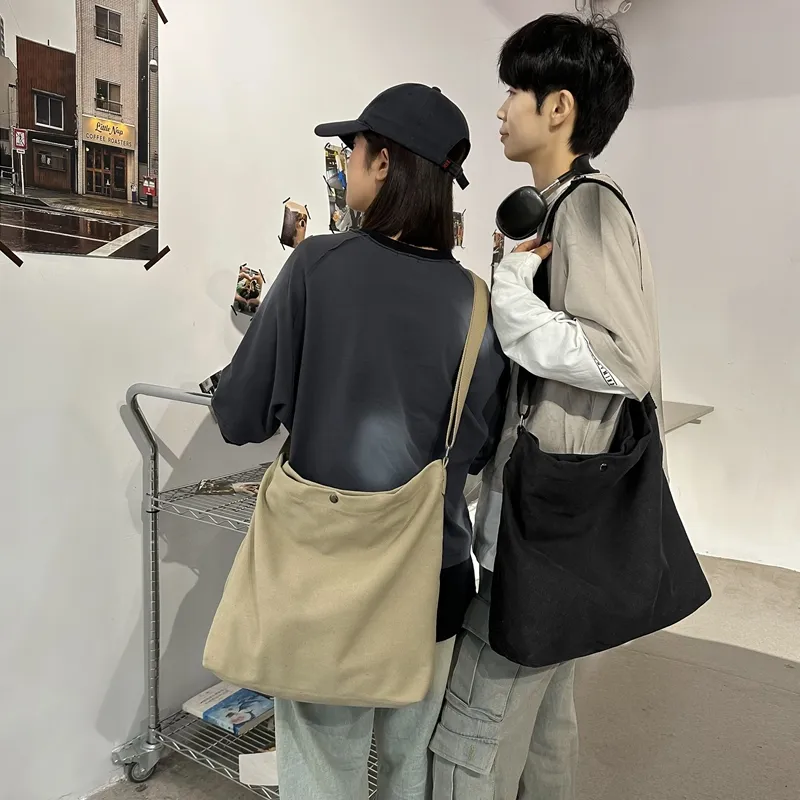 DCLOUD Canvas Backpack Crossbody Bag Regular Unisex Khaki/Black/Gray/Brown/Green-6