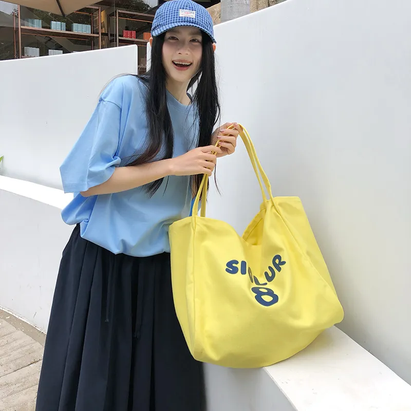 DCLOUD Canvas Tote Bag, Shopping Bag, Canvas Bag, Shoulder Bag Unisex Multicolor-12
