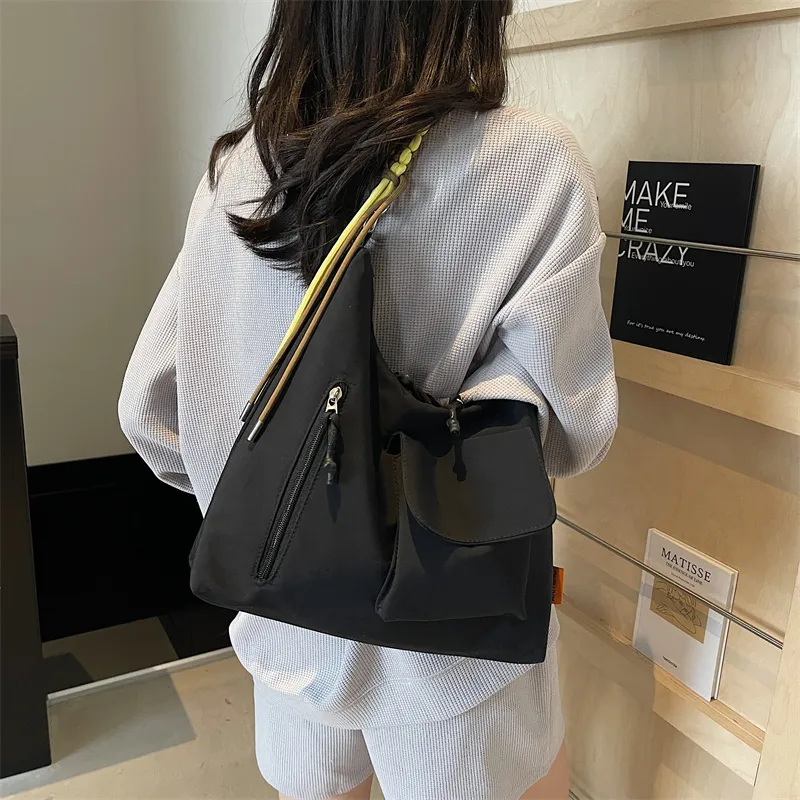 DCLOUD Canvas Tote Canvas Bag, Shoulder Bag Regular Women's Ecru/Black-10
