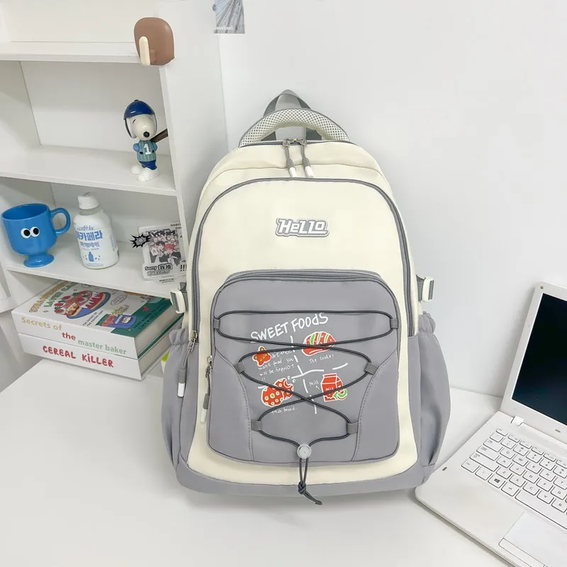 DCLOUD Composite Cloth Backpack Unisex Red/Coffee/Gray/Black/Blue-10