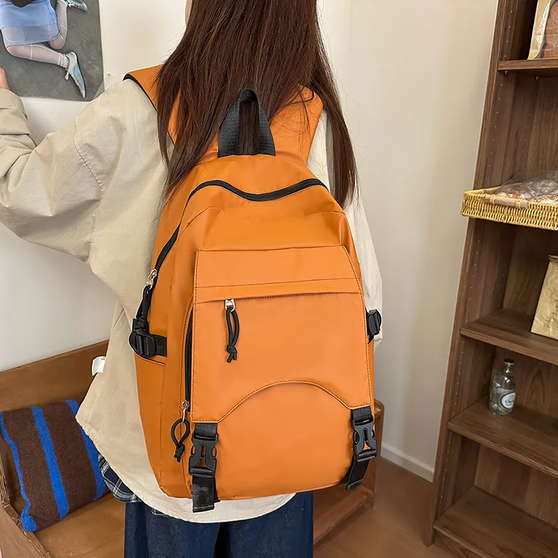 DCLOUD PU Backpack Small Size Unisex Orange/Ecru/Black/Gray/Pea Green-3