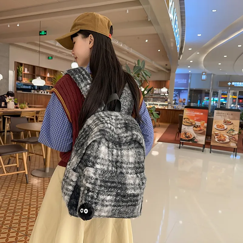 DCLOUD Woolen Backpack Large Size Unisex Black/Blue Orange/Gray Blue/White Green/Blue Purple-4