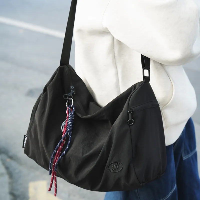 DCLOUD Nylon Shoulder Bag Small Size Large Size Unisex Khaki/Black-5