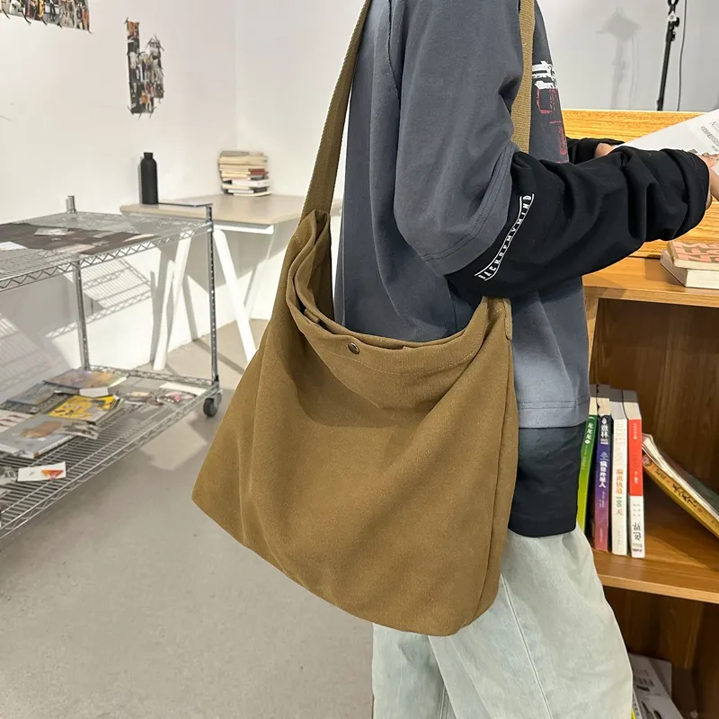 DCLOUD Canvas Backpack Crossbody Bag Regular Unisex Khaki/Black/Gray/Brown/Green-16