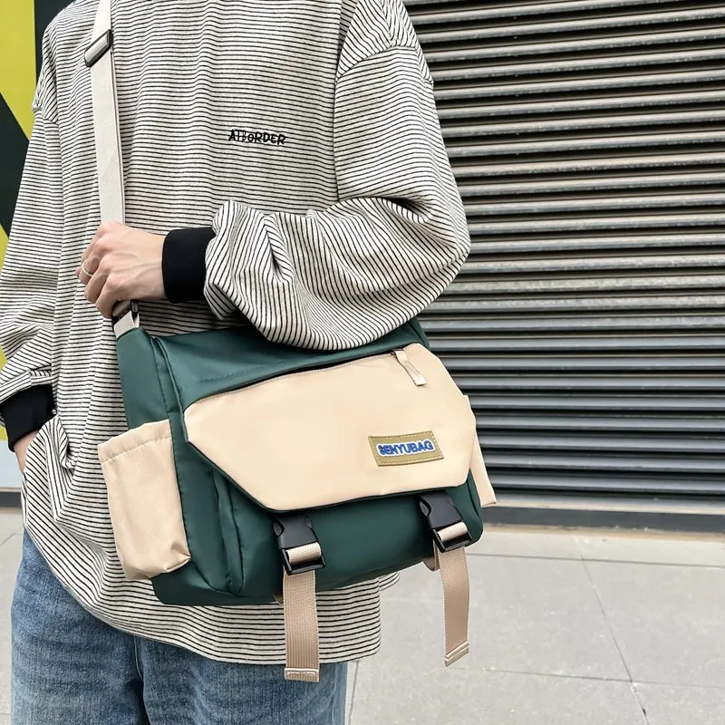 DCLOUD Composite Cloth Backpack Shoulder Bag Crossbody Bag Unisex Ecru Khaki/Green Khaki/Red Khaki/Black-6