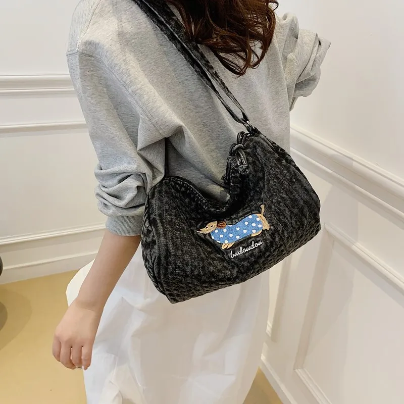 DCLOUD Denim Crossbody Bag Women's Black/Blue-2