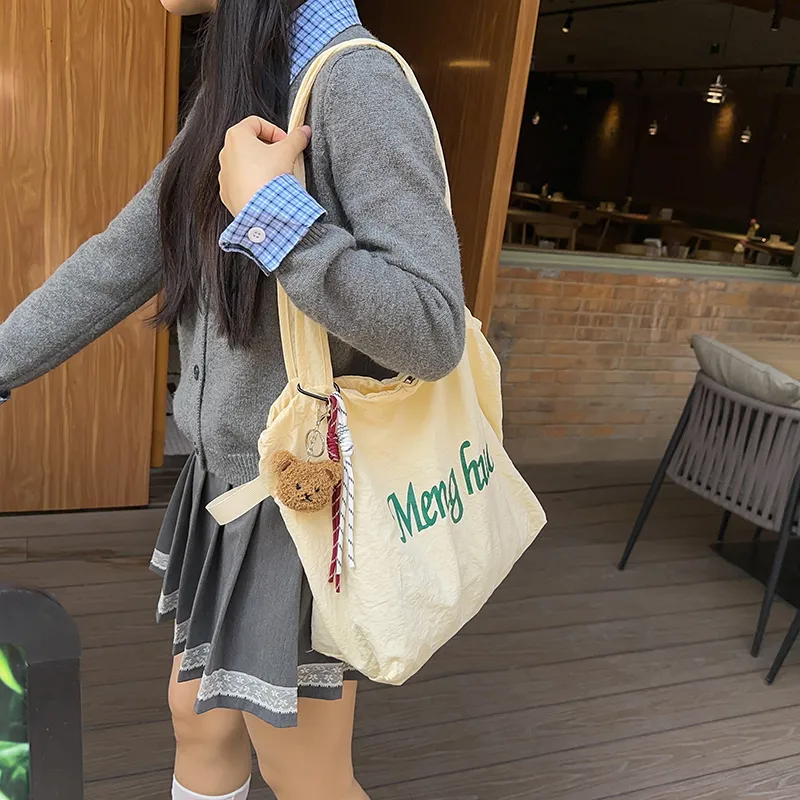 DCLOUD Nylon Tote Bag Shoulder Bag Women's Yellow/White/Gray/Black/Blue/Khaki/Red-2