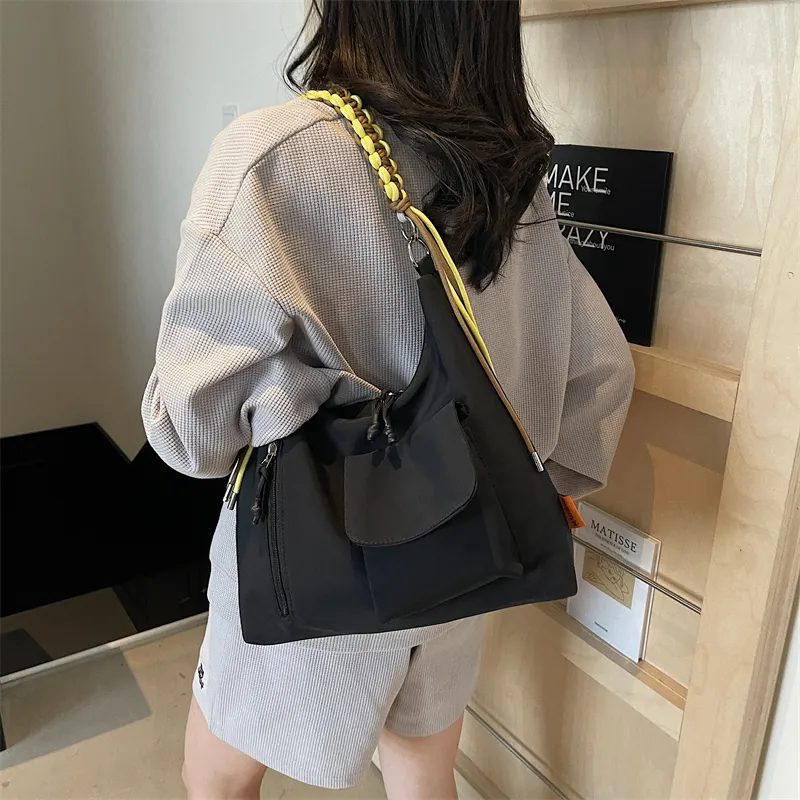 DCLOUD Canvas Tote Canvas Bag, Shoulder Bag Regular Women's Ecru/Black-8