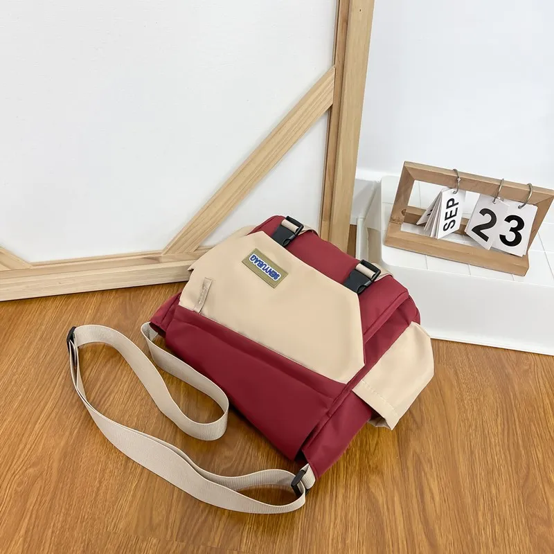 DCLOUD Composite Cloth Backpack Shoulder Bag Crossbody Bag Unisex Ecru Khaki/Green Khaki/Red Khaki/Black-10