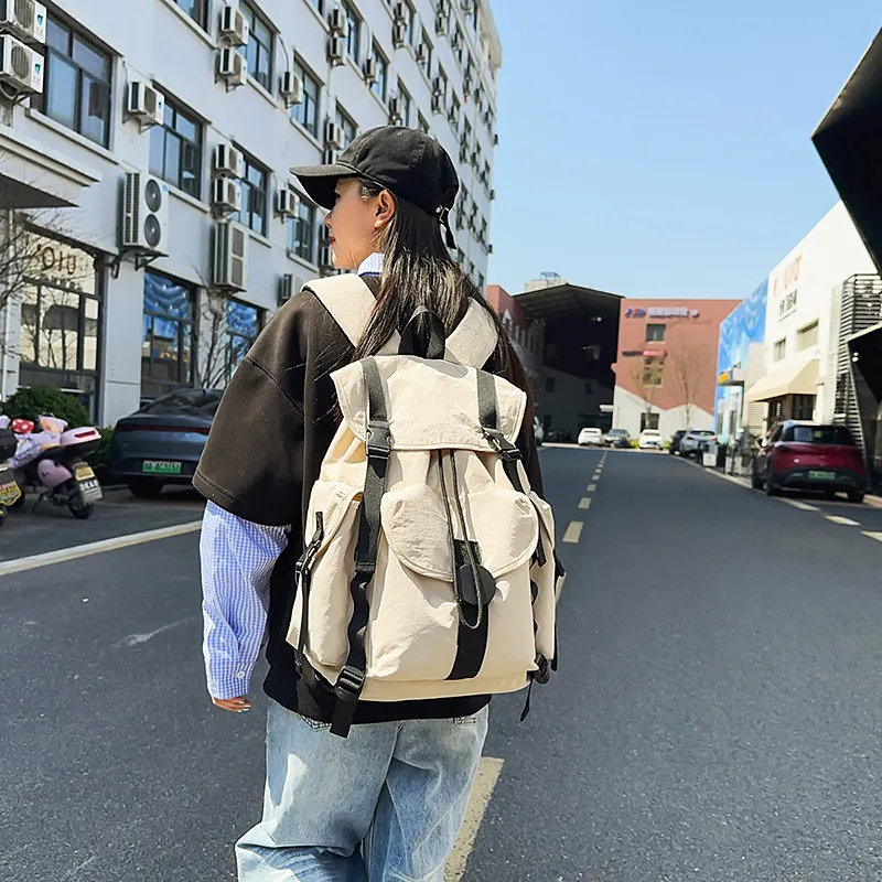 DCLOUD Nylon Backpack Unisex Orange/White/Black/Green/Light Gray-8