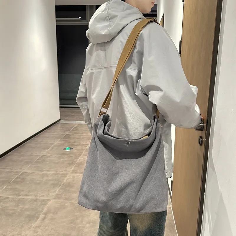 DCLOUD Canvas Backpack Crossbody Bag Regular Unisex Khaki/Black/Gray/Brown/Green-13