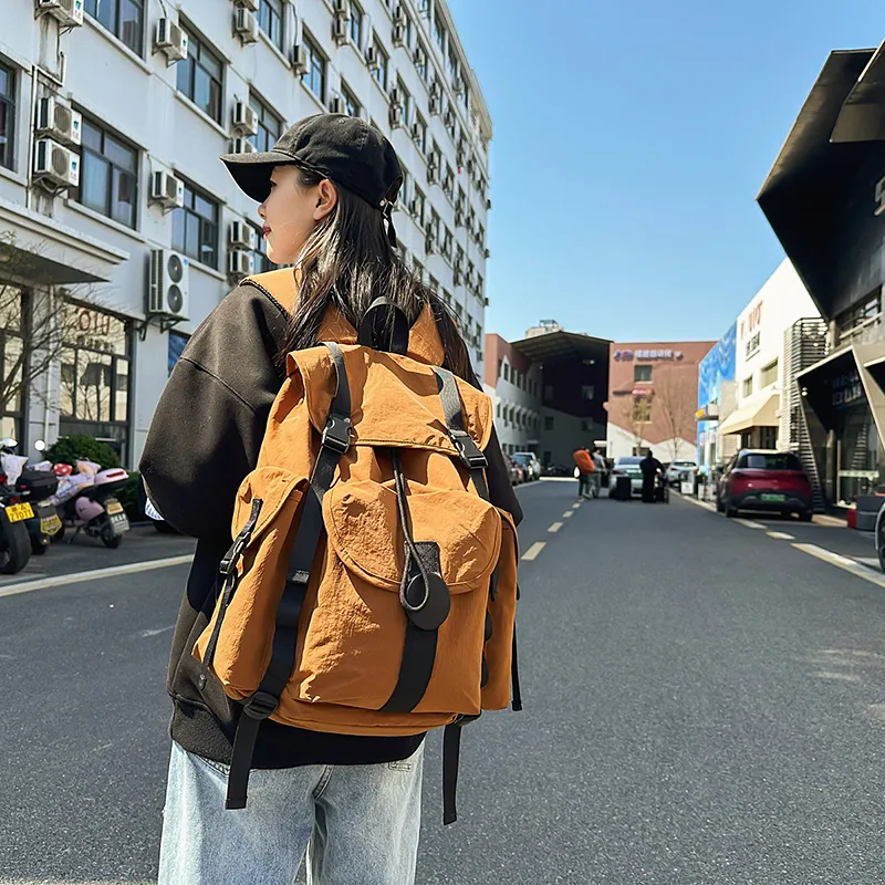DCLOUD Nylon Backpack Unisex Orange/White/Black/Green/Light Gray-2